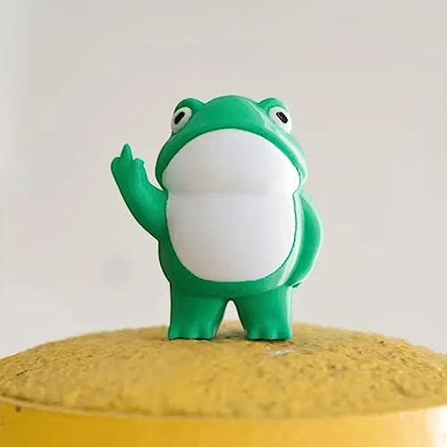 YXRRVING Rebellische Frosch-Figur, Mittelfinger-Frosch-Figur, lustiger kleiner Frosch, Harzfigur, Ornament, Dekoration, Schreibtisch-Dekoration für Zuhause, Büro, 11 von YXRRVING