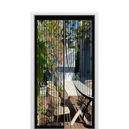 Fliegengitter Balkontür Magnet 188 x 242 cm mit Selbstklebendes Klettband Balkon Insektenschutz Tür Kinderleichte Klebemontage für Holz/Aluminium Türen Und Balkon, Schwarz von YXRS