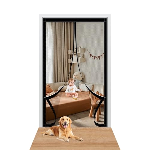 Magnet Fliegengitter Balkontür 90 x 226 cm mit Selbstklebendes Klettband Insektenschutz Vorhang Kinderleichte Klebemontage für Holz/Aluminium Türen Und Balkon, Schwarz Magnet Fliegengitter Balkontür 90 x 226 cm mit Selbstklebendes Klettband Insektenschutz Vorhang Kinderleichte Klebemontage für Holz/Aluminium Türen Und Balkon, Schwarz von YXRS