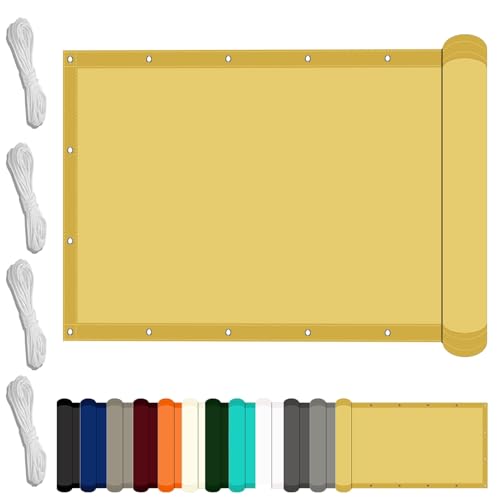 Sonnensegel Wasserdicht 55 x 360 cm mit UV Schutz wasserdichte Sonnensegel Wasserabweisend Windschutz für Balkon Garten Terrasse, Sandgelb von YXRS