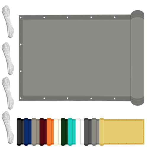 Sonnensegel Wasserdicht Rechteckig 145 x 380 cm mit UV Schutz Terrasse Sonnensegel Wasserabweisend Windschutz für Balkon Garten Terrasse, Hellgrau von YXRS
