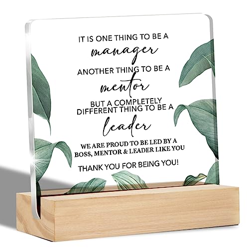 Gifts for Leader Mentor Boss Clear Desk Decorative Sign Colleague Gift for New Joy Going Away Leaving Acryl Schild with Stand Table Plaque Sign Andenken Home Office Decor von YXSEZ