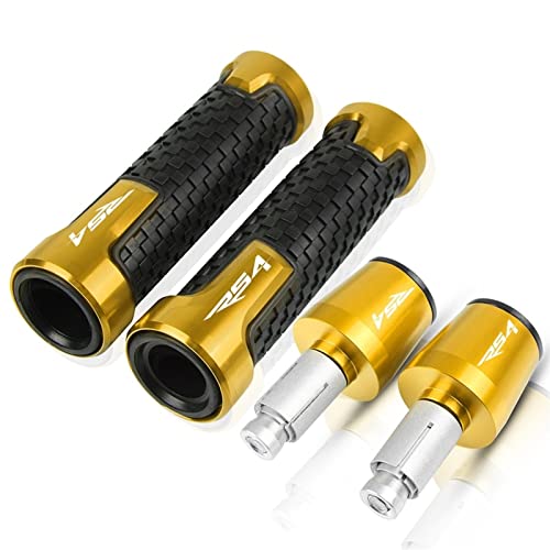 Für Aprilia RS4 RSV4 RSV4R Factory 2009-2019 Motorrad Anti-Rutsch-Lenkerende Lenkergriffe Gummigriffenden Stecker 7/8 '' 22 Mm Mit Logo (Farbe : Gold) von YXSM