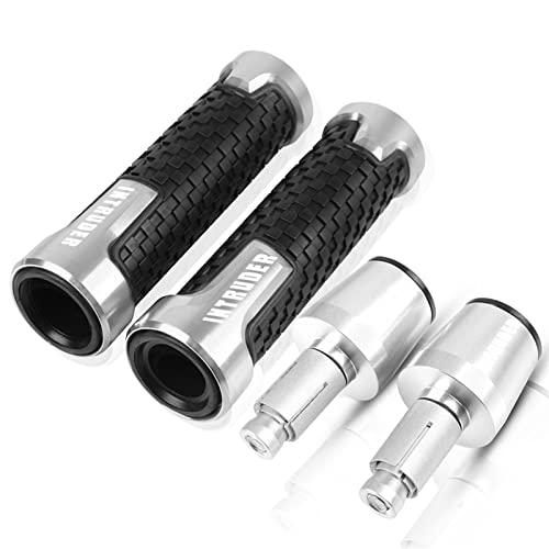 Für Suzuki Intruder 1400 1500 800 1990–2004 Motorrad Anti-Rutsch-Lenker Hand Gummigriffe Lenkerenden Kappe Stecker 7/8 '' 22 Mm Mit Logo (Farbe : Silber) von YXSM