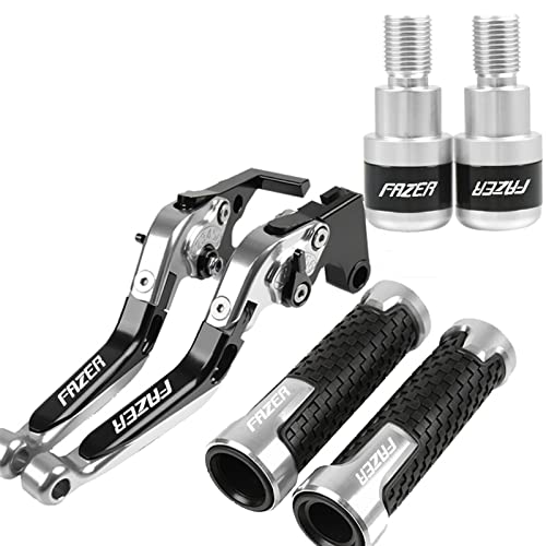 Für Yamaha FZ1 FAZER FZ-1 2006-2015 Motorrad Bremse Kupplungshebel Lenker Handgriffe Einstellbar Klapp Ausziehbar Erweiterbar CNC Zubehör Mit Logo (Farbe : Silber) von YXSM