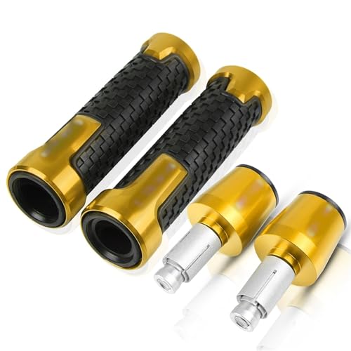 YXSM Für Honda CB CB125R 125R CB 125 R 2011-2021 Motorrad Anti-Skid Lenkerende Lenkergriffe Gummigriffenden Stecker 7/8 '' 22mm Mit Logo (Farbe : Gold) von YXSM
