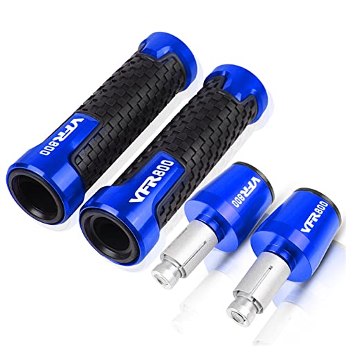YXSM Für Honda VFR800 VFR 800 FIWI/VTEC/F VTEC 1998-2021 Motorrad Anti-Skid Lenkerende Lenkergriffe Gummigriffenden Stecker 7/8 '' 22mm Mit Logo (Farbe : Blau) von YXSM