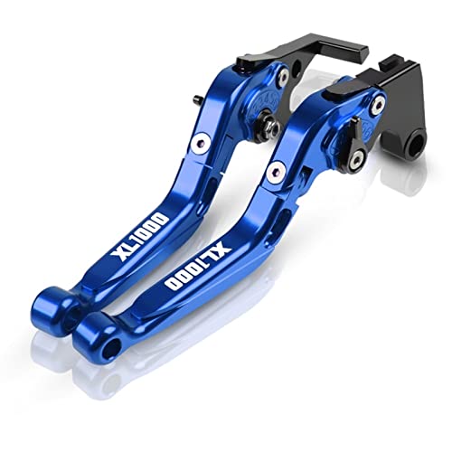 YXSM Für Honda XL1000 XL1000V Varadero 1999-2013 Motorrad Bremskupplungshebel Einstellbar Klapp Ausziehbar Erweiterbar CNC Zubehör Mit Logo XL 1000 (Farbe : Blau) von YXSM