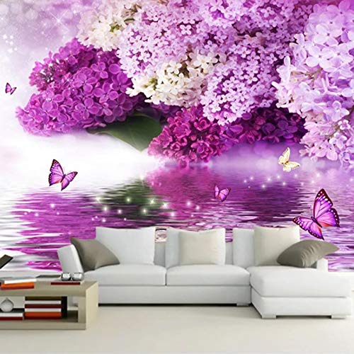 YXTSmurals 3D Fototapete Wandbild Lila Mode Blumen Aufkleber Selbstklebende Leinwand Für Schlafzimmer Wohnzimmer Tv Hintergrund Wanddekoration Wandbilder von YXTSMurals