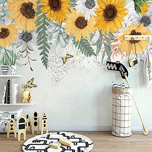 YXTSmurals Fototapete 3D Effekt Gelb Pflanze Sonnenblume Fototapeten Vlies Tapeten Wandtapete Vliestapete Wandbild Wand Schlafzimmer Wohnzimmer Büro Küche von YXTSMurals