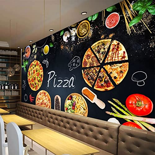 YXTSmurals Pizza Gemüse Restaurant Fototapete 3D Effekt 3D Panorama Wandbild Selbstklebende Wandtapete Wohnzimmer Kinderzimmer Wanddeko Tapete Art Poster Tv Hintergrund Wandbilder von YXTSmurals