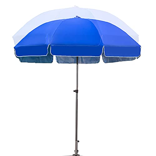 YXW 240 cm Sonnenschirm Rund Gartenschirm Marktschirm Terrassenschirm Strandschirm in Blau, Höhenverstellbar/Wasserdicht/UV-Schutz 50+, Eisenpfosten(ohne Sockel) von YXW