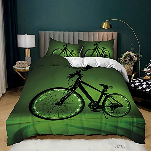 YXWHY Fahrrad Bettbezug Quilt Cover,3D bedrucktes Mikrofaser Bike Bettwäsche-Set Kinder Erwachsene,Weich bequem Fahrrad bettwäsche 220x240cm Und 2 Kissenbezug 50x75cm von YXWHY
