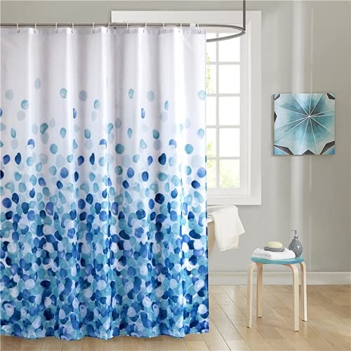 YXWHY Punkt blau und weiß Duschvorhang 200x240cm,Wasserdicht und schimmelresistent Dekoration Badezimmer Set Vorhänge aus Polyester,Bad Vorhang mit 12 Haken von YXWHY