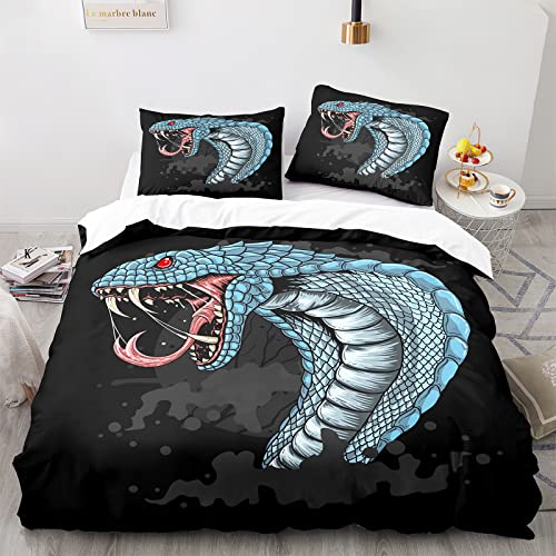 YXWHY Tier Coole Schlange bettwäsche 155x220cm Kinder Erwachsene,3D Druck Duvet Cover Mikrofaser Snake bettwäsche-Set Junge Mädchen,Bettdekoration Cartoon Schlange Bettbezug und 2 Kissenbezügen von YXWHY