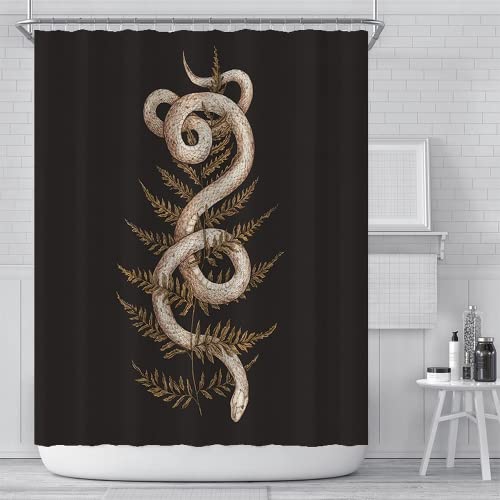 YXWHY Tier Schlange Schwarzer duschvorhang 150x180cm,Wasserdicht und schimmelresistent Badezimmer Set Vorhange aus Polyester,Snake Shower Curtains Bad Vorhang mit 12 Haken von YXWHY