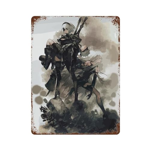 YXWOYNHY NieR Automata Anime-Poster, Wanddekoration, Kunst, Metall-Blech-Poster, moderne Wohnkultur, Kunst, Metallposter, Hausbar, Laden, Dekorationen, Vintage-Schild, Geschenk, 39,9 x 30 cm YXWOYNHY NieR Automata Anime-Poster, Wanddekoration, Kunst, Metall-Blech-Poster, moderne Wohnkultur, Kunst, Metallposter, Hausbar, Laden, Dekorationen, Vintage-Schild, Geschenk, 39,9 x 30 cm von YXWOYNHY
