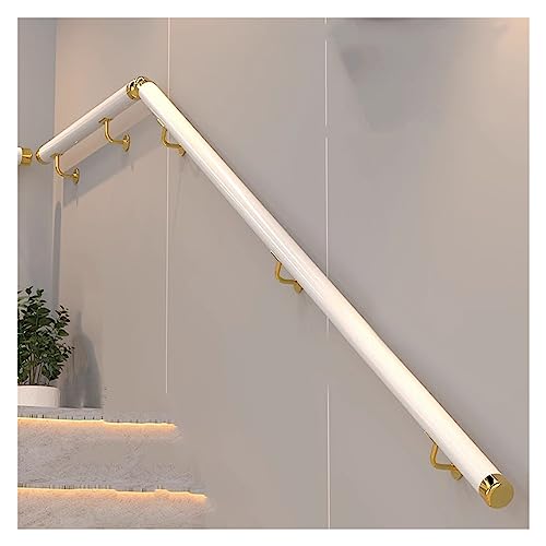 Handlauf Handläufe Geländer Treppen Modern Wandhalterung Handlauf PVC, Innen Außen Haltegriffe/ Runde Rohre Handläufe Mit Goldenen Halterungen, Für Flure Lofts Hotels Garten Treppengeländer ( Color : von YXXSDP