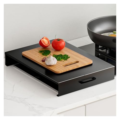 YXXSDP Herdabdeckplatte Herdplatten-Abdeckplatte, Herdplatten-Abdeckung, Schneidebrett mit Griffen, Gasherd-Knopfabdeckungen für Kindersicherheit, langlebige(Black,45x40x7cm/18x16x3in) von YXXSDP