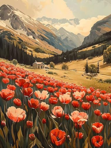 5D Diamond Painting Landschaft, Blumenmeer Diamond Painting Erwachsene Anfänger, DIY Full Diamont Crystal Art Basteln Erwachsene Kreuzstich Stickerei Kunst Malerei für Wand Deko 50 x 70 cm -yxy25069V von YXYBBBDOU
