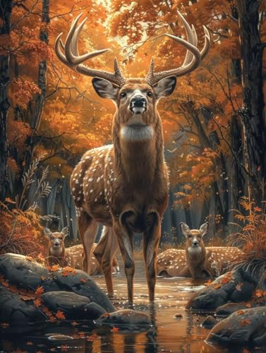 5D Diamond Painting Tier, Herbst Diamond Painting Erwachsene Anfänger, DIY Full Diamont Crystal Art Basteln Erwachsene Kreuzstich Stickerei Kunst Malerei für Wand Deko Asthetik (80 * 110cm) -yxy2506KR von YXYBBBDOU