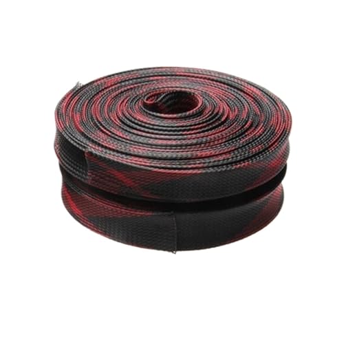 YXYFA 5M isolierter Geflechtschlauch, PET, schwarz rot, 2/4/6/8/10/12/15/20/25mm, for Schutz von Drähten und Kabeln, 1St(20mm) von YXYFA
