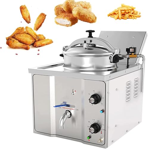 YXYLJOZ 16L elektrische Fritteuse, 3000W kommerzielle Arbeitsplattenfritteuse Frittiermaschine, Hähnchen-Fisch-Druckfritteuse mit 50-200 °C Einstellung von YXYLJOZ