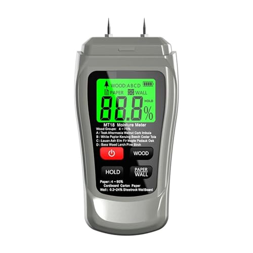 0-99,9% zwei Pins Digital Holz Feuchtigkeit Meter Papier Feuchtigkeit Tester Wand Hygrometer Holz Damp Detector Sofortiges Lesen(Gray) von YXZKJZJ