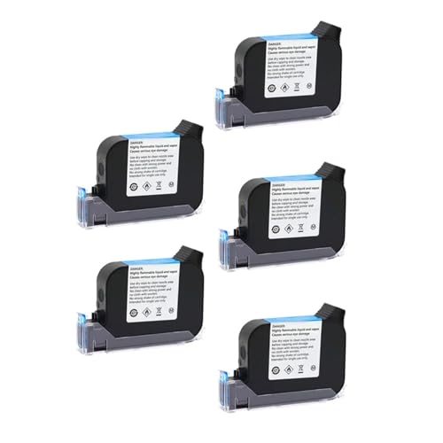 1/3/5 Stück 2588+ 2588+(M) Lösungsmittel-Tintenpatrone ohne Verschlüsselung for Handdrucker, 600 DPI, Datum, 12,7 mm, Tintenstrahlcodierer Schnelltrocknend für Beschriften und Codieren(Black,5pcs) von YXZKJZJ
