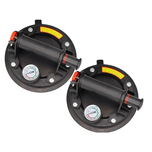 8-Zoll-Vakuum-Saugnapf 250 kg mit Druckmesser, Kunststoffgriff, robustes manuelles Hebewerkzeug for Granit, Fliesen und Glas Für Nivellieren von Nahtverbindungen(2PCS) von YXZKJZJ