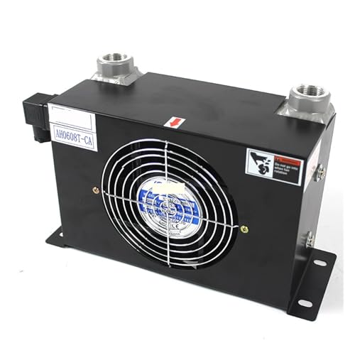 AH0608T-CA 60L/min Durchflusskühler-Ölkühlungs-Wärmetauscher Kühlerölkühler-Plattenstift-Wärmetauscher for Hydrauliksystem Mehrere Anwendungsszenarien(Black,DC24V) von YXZKJZJ