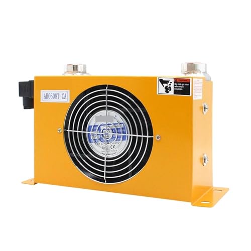 AH0608T-CA 60L/min Durchflusskühler-Ölkühlungs-Wärmetauscher Kühlerölkühler-Plattenstift-Wärmetauscher for Hydrauliksystem Mehrere Anwendungsszenarien(Yellow,DC12V) von YXZKJZJ