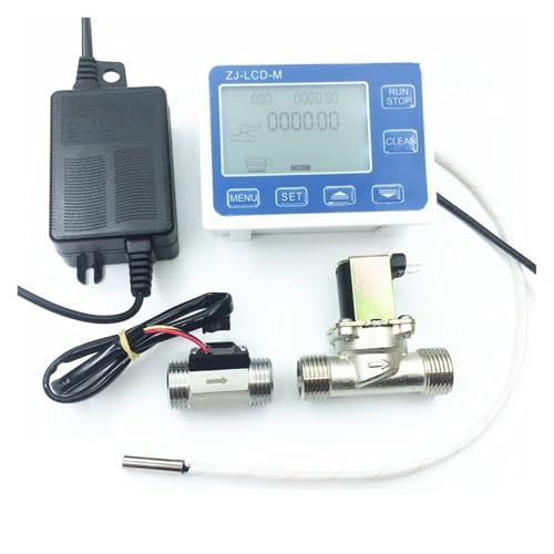 Durchflussmesser Quantitativer Controller LCD-Messgerät + 1/2 "Durchflusssensor + Ventil + Netzteil for die Messung von Wasserflüssigkeiten Für ein breites Spektrum an Flüssigkeiten(With NTC) von YXZKJZJ