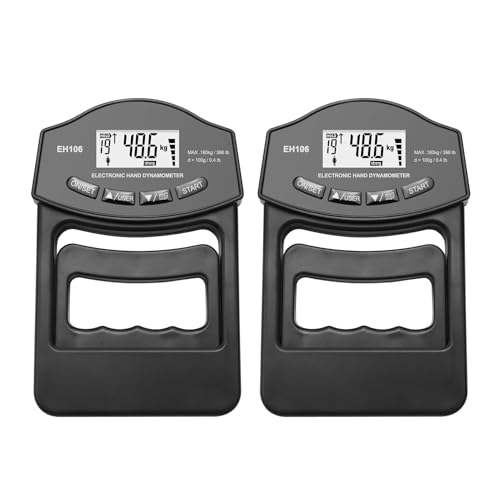 Griffstärketester, 396 Pfund/180 kg digitaler Handdynamometer Griffstärkemessgerät USB-LCD-Bildschirm Handgriffdynamometer Mehrgerätemessung(2Pcs Black Meter) von YXZKJZJ