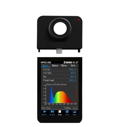 HPCS-330 Tragbares Handspektrometer mit Wellenlänge 380–780 nm, hochpräziser CCT-CRI-Lux-Lichtmesser, LED-Spektrumanalysator Messflexibilität(HPCS300) von YXZKJZJ