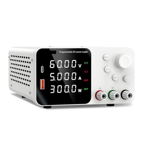 YXZKJZJ 30 V 10 A Labor Einstellbare DC Netzteil Mit 4-stellige LED Anzeige Schalt Geregelte DC Tisch Netzteil Schnelle Ladung Mit Encoder Einstellung Hohe Präzision, große Reichweite(TPS605 White) von YXZKJZJ