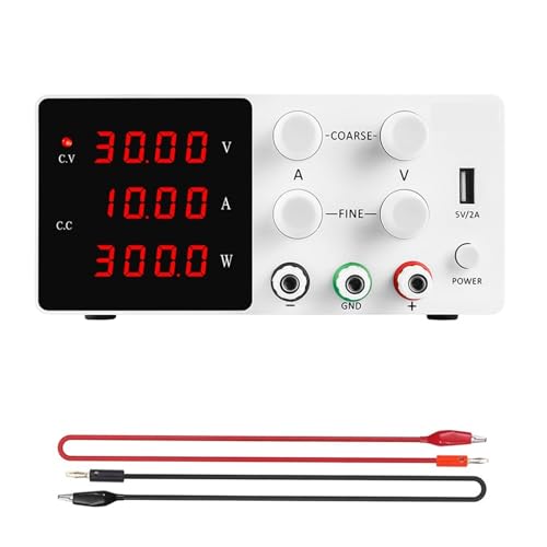 YXZKJZJ 30v 5a Einstellbare DC Netzteil for Labor 120v 3a USB Tisch Schalter 30v10a Led 5v Digitale Spannung Bank Quelle Hohe Präzision, große Reichweite(30V10A White) von YXZKJZJ