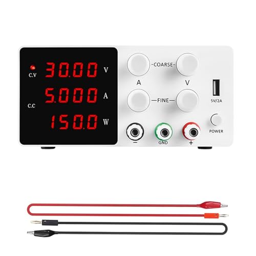 YXZKJZJ 30v 5a Einstellbare DC Netzteil for Labor 120v 3a USB Tisch Schalter 30v10a Led 5v Digitale Spannung Bank Quelle Hohe Präzision, große Reichweite(30V5A White) von YXZKJZJ