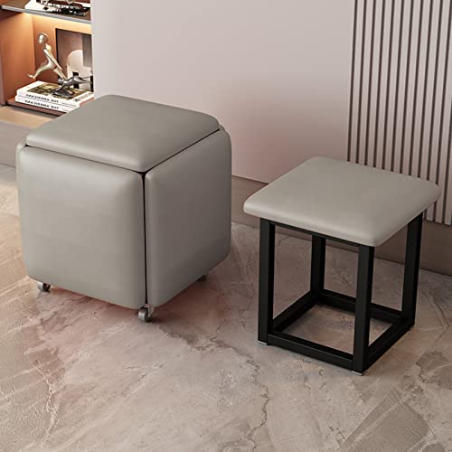 YXZN 5 in 1 Nesting Hocker Fußstütze Hocker Würfel Fußstütze Sitz stapelbarer Hocker Fußhocker mit Rädern für Schlafzimmer Wohnheim Wohnzimmer YXZN 5 in 1 Nesting Hocker Fußstütze Hocker Würfel Fußstütze Sitz stapelbarer Hocker Fußhocker mit Rädern für Schlafzimmer Wohnheim Wohnzimmer von YXZN