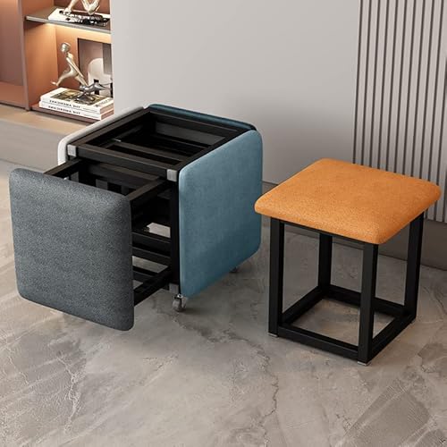 YXZN 5 in 1 Nesting Hocker Fußstütze Hocker Würfel Fußstütze Sitz stapelbarer Hocker Fußhocker mit Rädern für Schlafzimmer Wohnheim Wohnzimmer YXZN 5 in 1 Nesting Hocker Fußstütze Hocker Würfel Fußstütze Sitz stapelbarer Hocker Fußhocker mit Rädern für Schlafzimmer Wohnheim Wohnzimmer von YXZN
