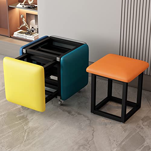 YXZN 5 in 1 Nesting Hocker Fußstütze Hocker Würfel Fußstütze Sitz stapelbarer Hocker Fußhocker mit Rädern für Schlafzimmer Wohnheim Wohnzimmer YXZN 5 in 1 Nesting Hocker Fußstütze Hocker Würfel Fußstütze Sitz stapelbarer Hocker Fußhocker mit Rädern für Schlafzimmer Wohnheim Wohnzimmer von YXZN