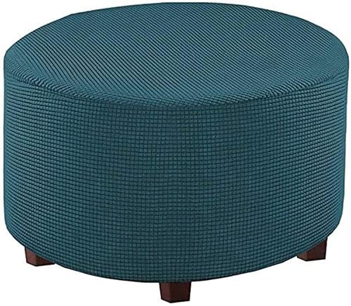 YXZN Runden Bezug für Ottomane Stretch Runde Hocker Schonbezug,Rund Ottomane Bezüge Hockerbezug Abdeckung Fußhocker Schutzhülle (Color : Dark Aqua, Size : X-Large) von YXZN