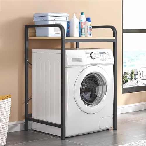 Lagerregal oben Toilette, Lagerregal oben Waschmaschine, Badezimmer Waschraum, platzsparend (Black Single layer) von YXZQLOZ