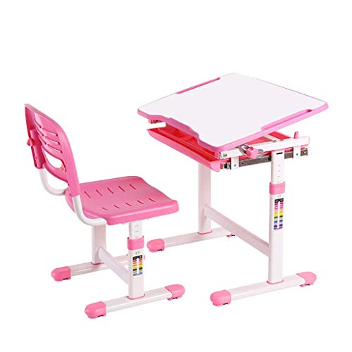 YXZYFPP Kinderschreibtisch, höhenverstellbares Tisch- und Stuhlset, Bequeme Sitzposition, Schülerschreibtisch, einfach zu montieren (Pink) von YXZYFPP