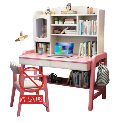 YXZYFPP Lerntisch für Kinder, großer Stauraum, Massivholzmaterial, gesunde Farbe, einfacher Stil, geeignet für den Heimgebrauch (pink) von YXZYFPP