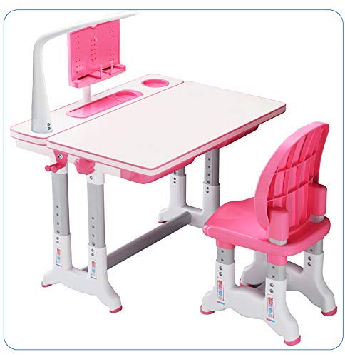 YXZYFPP Universelles Kinderschreibtisch- und Stuhlset (19,6–27,5 Zoll) mit Heller und neigbarer Tischplatte, ausziehbarer Schubladenaufbewahrung, niedlichen Lese- und Schreibmöbeln (Blue) von YXZYFPP