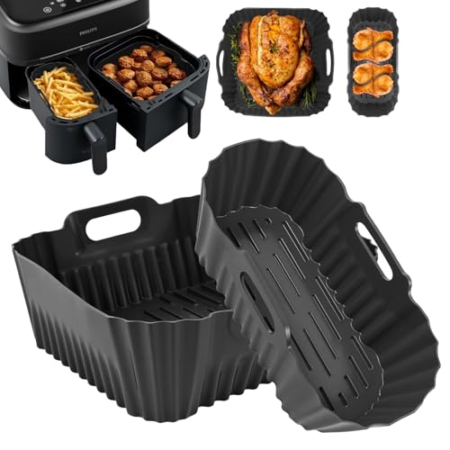 Silikonform Heißluftfritteuse Zubehör für Philips Dual Basket Airfryer 3000-serie 6L/3L,Heißluftfritteuse Silikonform Airfryer Zubehör für Philips Airfryer Dual Basket 3000,Air Fryer Silikon Einsatz Silikonform Heißluftfritteuse Zubehör für Philips Dual Basket Airfryer 3000-serie 6L/3L,Heißluftfritteuse Silikonform Airfryer Zubehör für Philips Airfryer Dual Basket 3000,Air Fryer Silikon Einsatz von YYAQZD