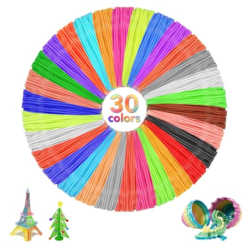 YYAQZD 3D Stift Filament PLA 30 Farben,je 5m,3D Druck Filament 1,75mm für Kinder & Erwachsene, 3D Stift Zubehör Kompatibel mit MYNT3D SCRIB3D Tecboss 3D Pen & 3D Drucker,Insgesamt 150M von YYAQZD
