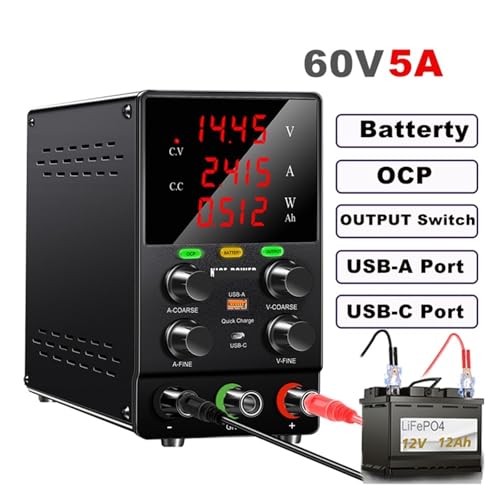 YYAZXSIQ Digits Adjustable Switching Power Supply AC to DC 30V 10A/5A for Battery Charging/Laboratory Teaching, Chemical Electroplating(Newest SPS605C,AC 110V) von YYAZXSIQ