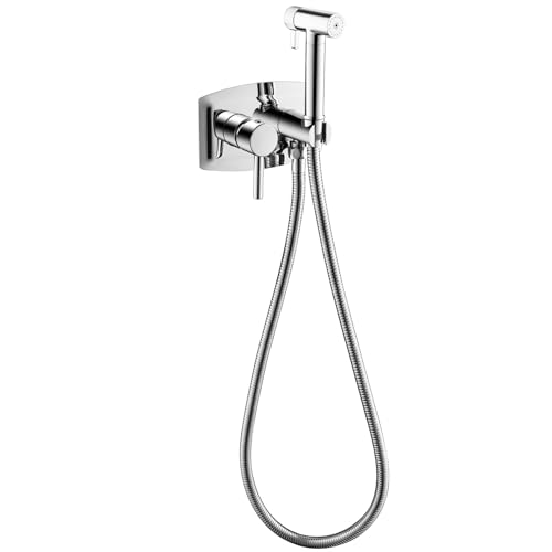 Bidet Handbrause Set for WC Warm und Kaltwasser, 2 Funktionen Toilettensprüher Wandmontage Messing Handheld Bidet Sprayer for Toilette mit 150mm Schlauch(Chrome) von YYBAO